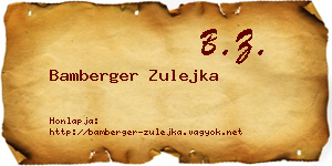 Bamberger Zulejka névjegykártya